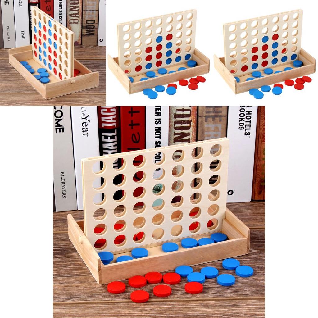 Wooden 4 Chess Connected Line Game Board Children Puzzle Toy For Family Fun