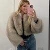 Manteau de Fourrure Femme Chaud Fourrure Manches Longues Ample Col V Vêtement d'Extérieur Femme Automne Hiver Street Tout Assorti Manteau Dame