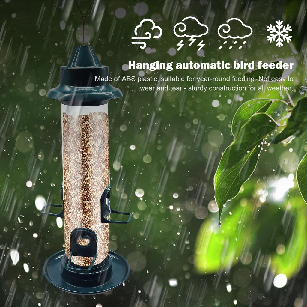 Wild Bird Feeder for Outdoors Hanging Squirrel Proof Tube Bird Feeder Plastic Finch Feeder for Outside Garden Yard Decoration