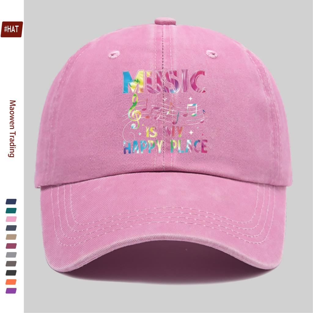 Pc Music Paradise Melody Melody Brings Joy Letter Print Hat Concert Pattern Print Baseball Cap Unisex Design Sun Hat Multip