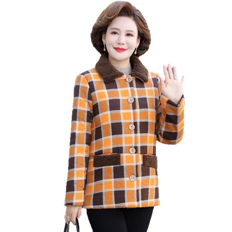 Winter cotton-padded jacket new short thickened plaid cotton-padded jacket women's warmth