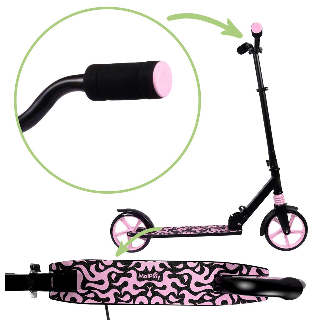 Black Pink Foldable City Scooter With Shock Absorber