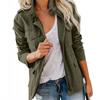 Versatile Women Jacket Solid Color Long Sleeve Lapel Coat Boyfriend Style Outerwear with Multiple Pockets