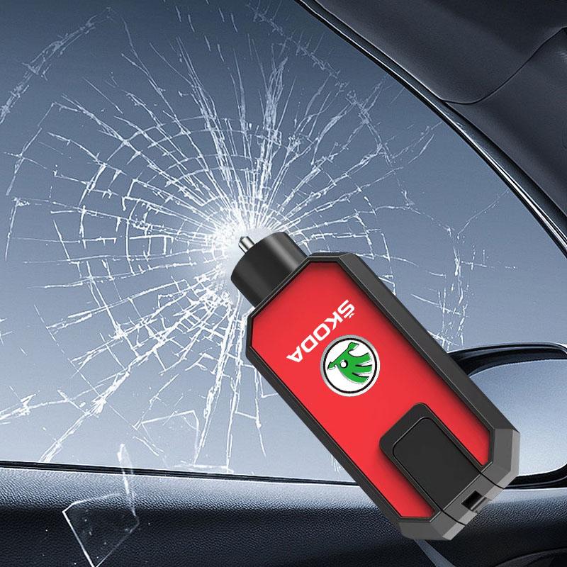 3 v 1 Bezpečnostné kladivo do auta Núdzový rozbíjač skla Vysoká tvrdosť Pre Skoda Octavia Superb Rapid Kodiaq Karoq Fabia Kamiq Roomster Citigo