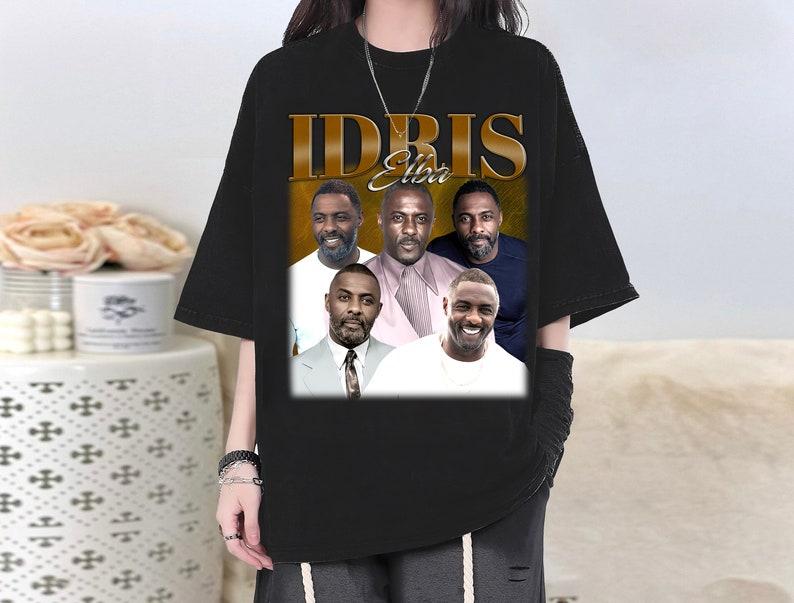 Retro Idris Elba Character Tshirt Idris Elba Spooky Short Sleeve Tee Shirt