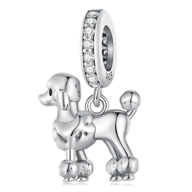 WOSTU 925 Sterling Silver Dog Charms Yellow Corgi Pendant Pink Pet Paw Dachshunds Shih Tzu Dog Dalmatian Bead Fit DIY Bracelet2