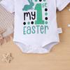 1-18 Months Baby White "My 1st EASTER" Printed Short Sleeve Triangle Jumpsuit
