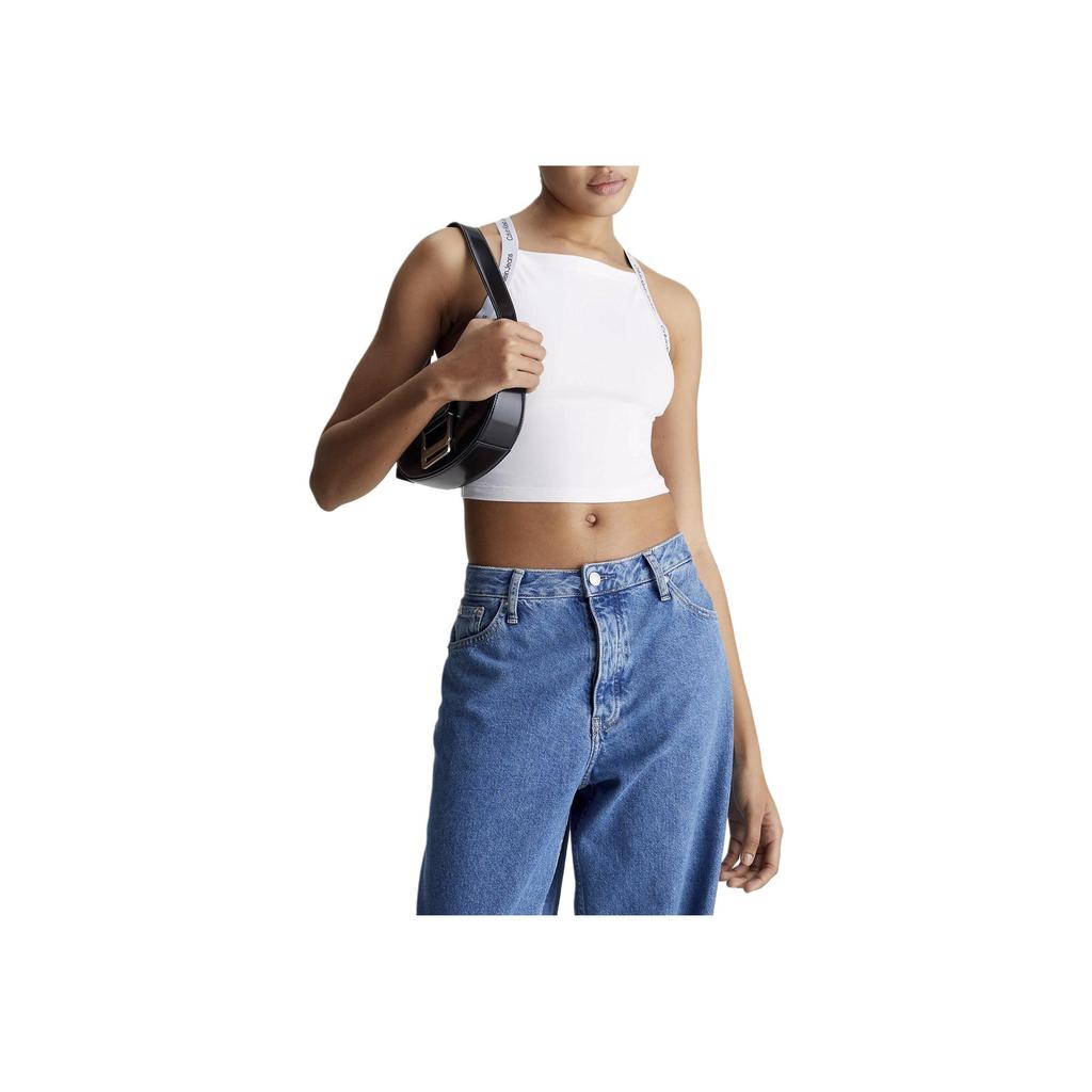 Calvin Klein Jeans Iconic Elastic Trim Fitted Crop Tank Top Women Tops Bright-White J20J223110-YAF