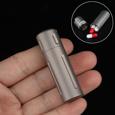 Titanium Alloy Mini Waterproof Sealed Capsule Medicine Case Travel Multi-function Storage Container Bottle Outdoor Home Tool