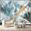 White Dragon Tapestry  Majestic Fantasy Creature with Golden Accents for Mythical Home Decor Perfect Wall Art for Living Room