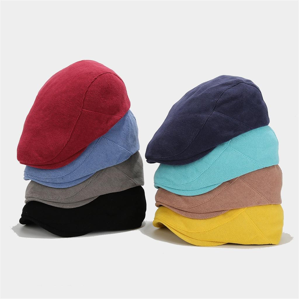 Vintage solid color forward hat knitted cotton peaked cap