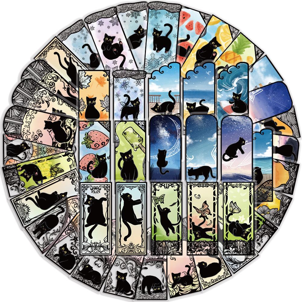 10/30/50pcs Transparent Tarot Card Black Cat Cartoon Stickers PET Material DIY Luggage Laptop Phone Gothic Graffiti Sticker Toys