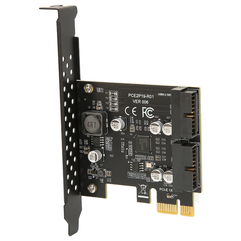 PCIE To USB 3.2 Expansion Card 5Gbps High Speed USB3.2 Front GEN1 Expansion Card Dual Port 19PIN Connector Riser Card