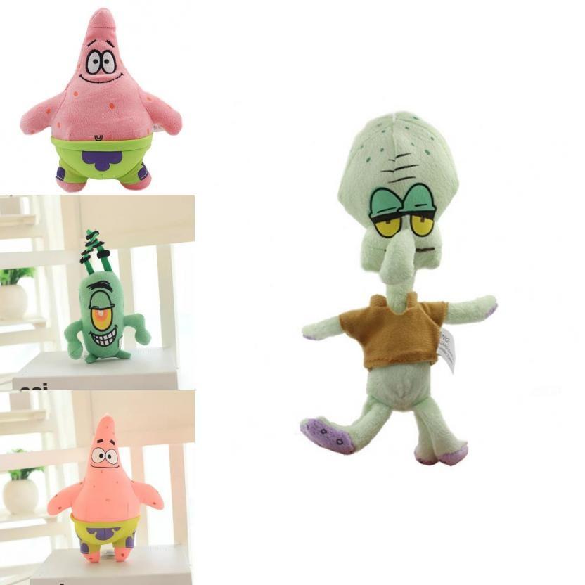 Cute Short Plush Cartoon Octopus Crab Starfish Snail Spongebob Series Toy Set