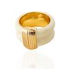 European American Black Gold Enamel Wide Band Ring with Ridge Pattern - Retro Style 699