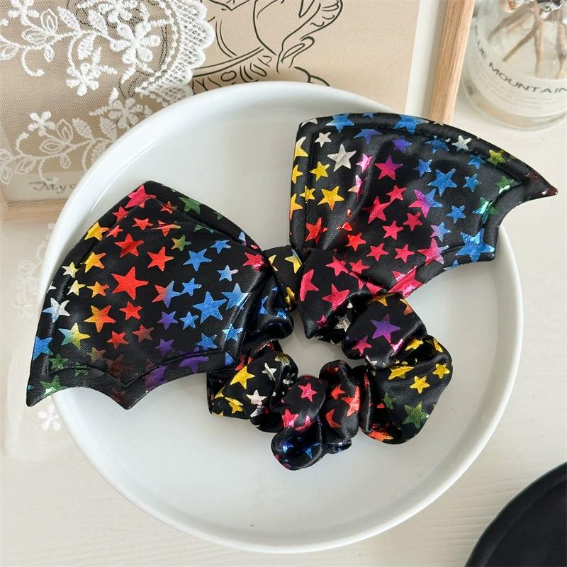 1pc Black Bat Wing Hair Tie Halloween Party Hair Accessory Bat Bow Scrunchie Women's Holiday Hair Accessory