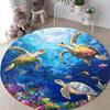 Unterwasserwelt Runder Teppich Ozean-Thema Schildkröten-Print Buntes Korallenmuster Teppich Kunst Illustration Rutschfeste Kinderzimmer Bodenteppich