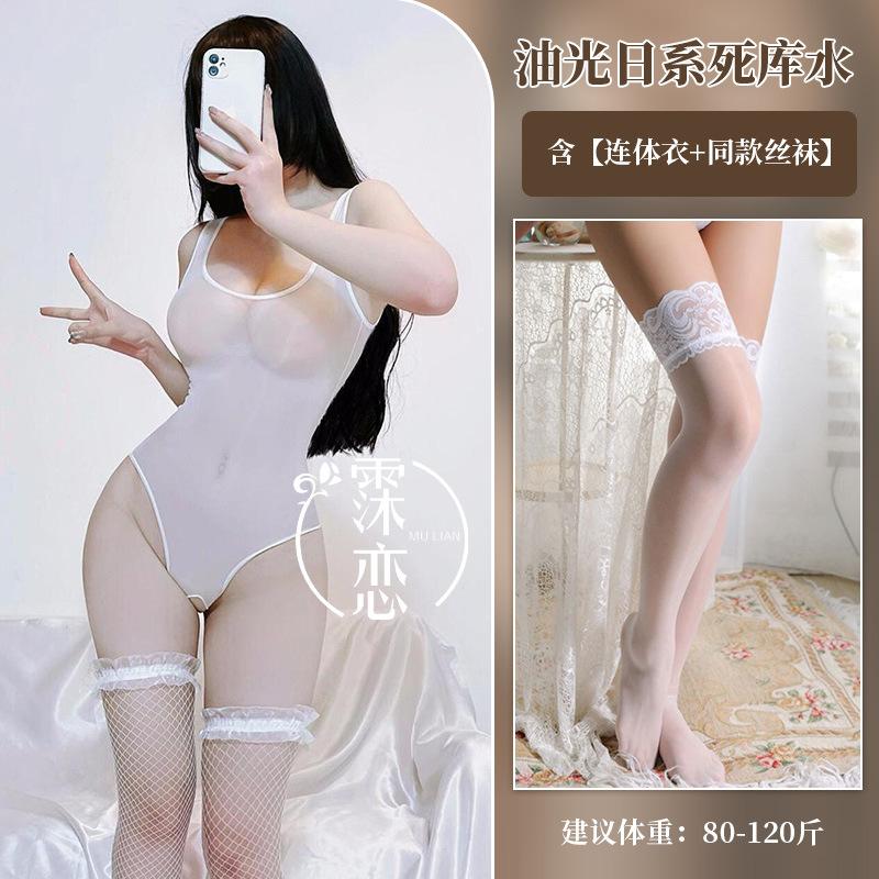 Błyszczący jednoczęściowy strój kąpielowy dla kobiet, seksowny, z perspektywą, japoński, dead pool, wodny, czyste pożądanie