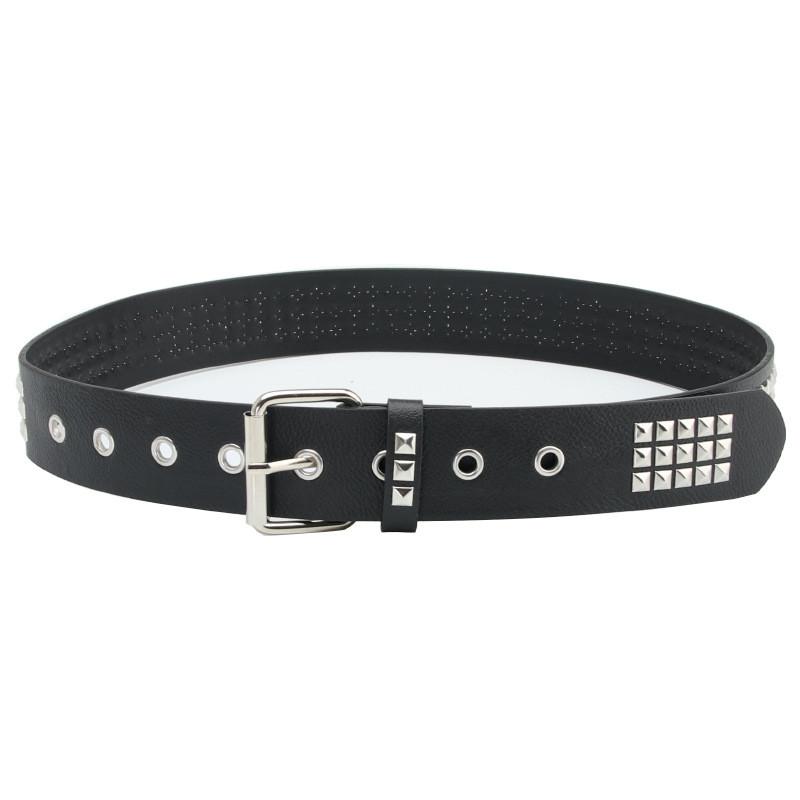 Punk Inspired Faux Leather Belt For Men Women With Metal Pyramid Studs And Steel Buckle For Streetwear