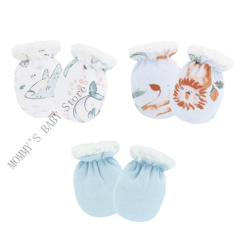 H3CD 3 pair Baby Mittens Cosy Scratch Proof Design Warm Gloves For Sensitive Skin Newborns Essential Daily Wear Winter