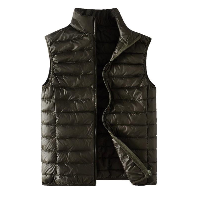 Men's Large Size Lightweight Down Vest - Stand Collar Sleeveless Jacket for Autumn/Winter