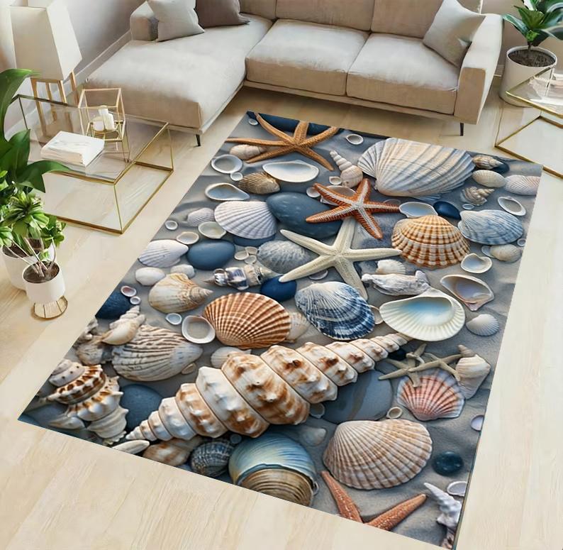 Visual Three-dimensional Shell Carpet Nordic Style Fully Covered Shell Rug Ocean Series Door Mat Room Bedroom Decoration Rug