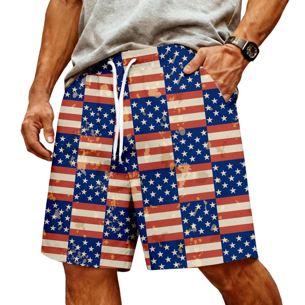 Men's Casual Trendy Colorful Printed Shorts - Men's Drawstring Sports Breathable Shorts