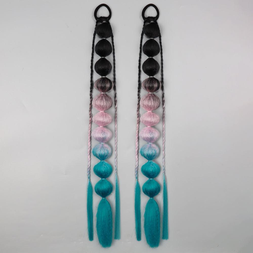 2Pcs Colorful Twist Braid Bulk Lantern Braid Braided Ponytails Natural Bubble Jumbo Braid for Women