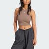 Adidas Originals Essentials Ribbed Tank Top With Logo Women Tops Brown IR5931