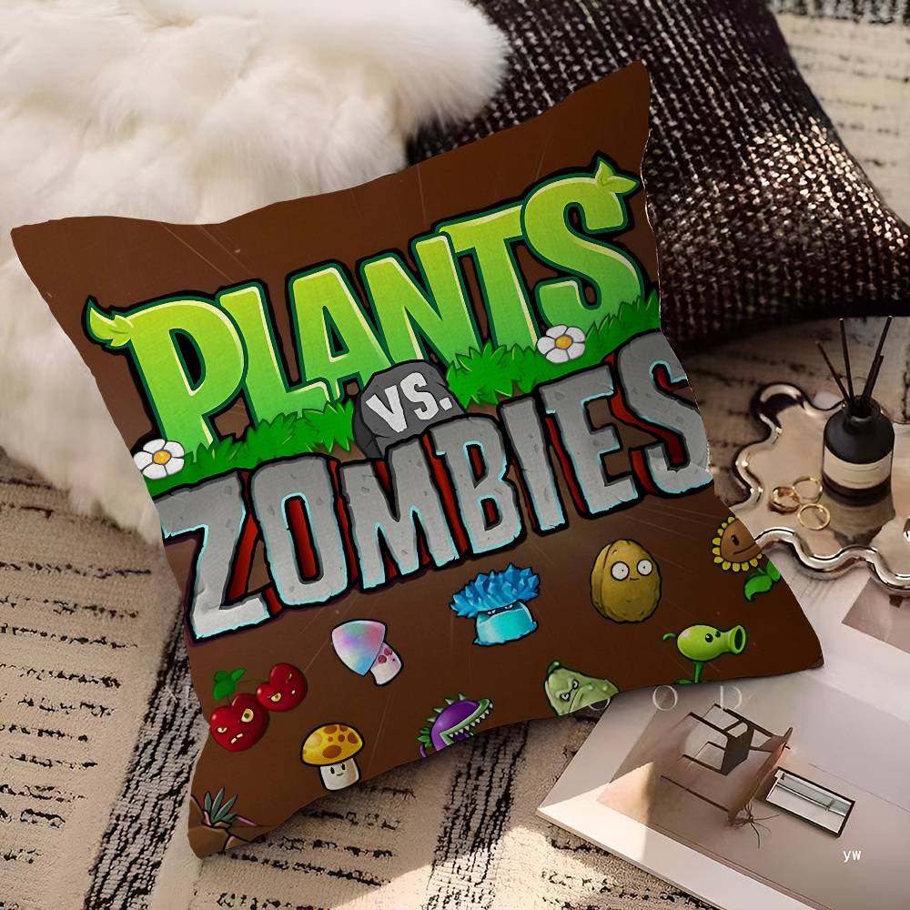 Classic Game PPlants Vs ZZombies Cushion Cover Polyester Sofa Cushions Decorative Throw Pillows Home Decoration Pillowcover