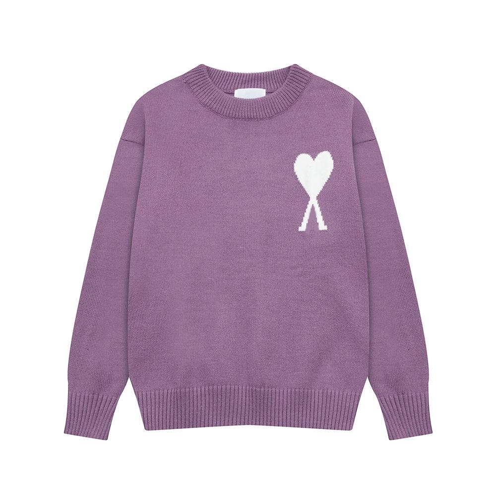 

Unisex American Heart Jacquard Knit Long Sleeve Sweater - Autumn/Winter Couple Style Small фіолетовий
