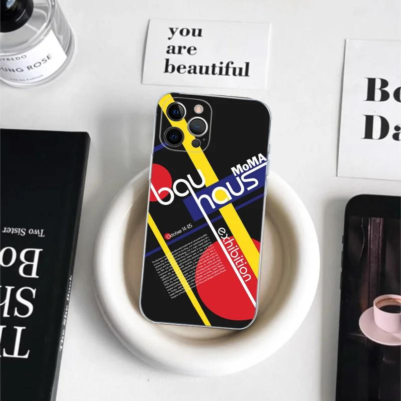 Geometric Bauhaus Art Phone Case For iPhone 16 15 14 13 12 11 Pro Max Mini X XS SE 7 8 Plus 16E Shockproof Non-Slip Cover Fundas