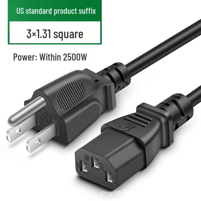 

UL Certified 3-Pin Clover Leaf Power Cord for Computers & Appliances 3-Pin Plug 3x0.824 Cable 1.5m UL Certified