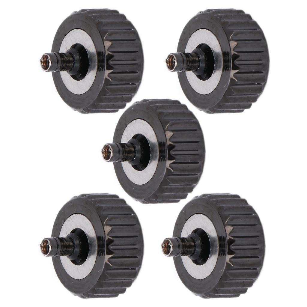 5pcs Watch Crown Spare Parts Black Steel Crown Watch Head Replacement Accessories for Quartz Mechanical Watch7mm