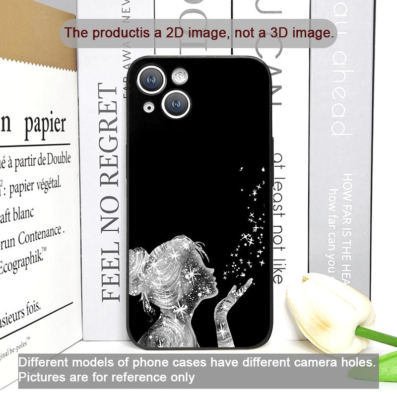 Creative Black Stardust Girl Pattern Phone Case for IPhone 17 16 12 11 14 Plus 13 14 15 Pro Max 12 13 Mini X XSMAX XR Soft Cover