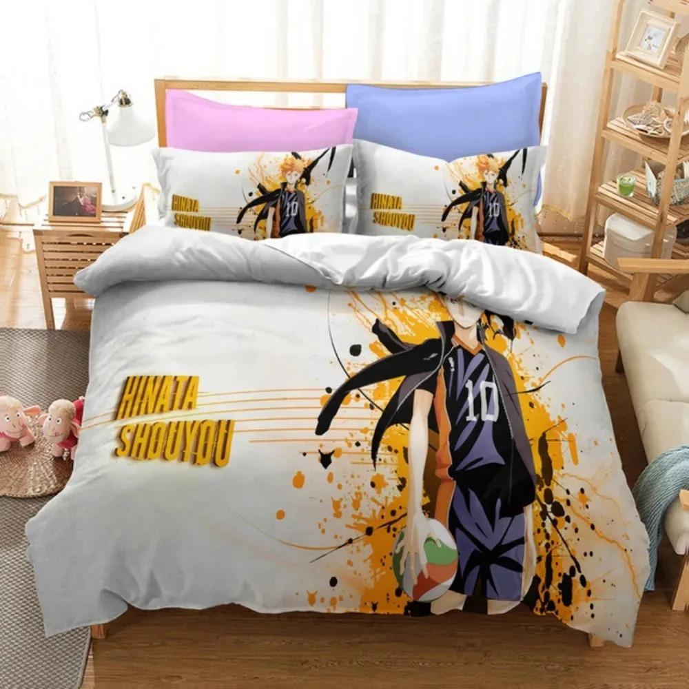 

3D Anime Haikyuu Bedding Set Volleyball Boys Duvet Cover Single Double Luxury Bed Linen for Kids Teens Gift 135X200cm-2pcs