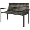 Two-Seater Rattan Bench - Mixed Grey