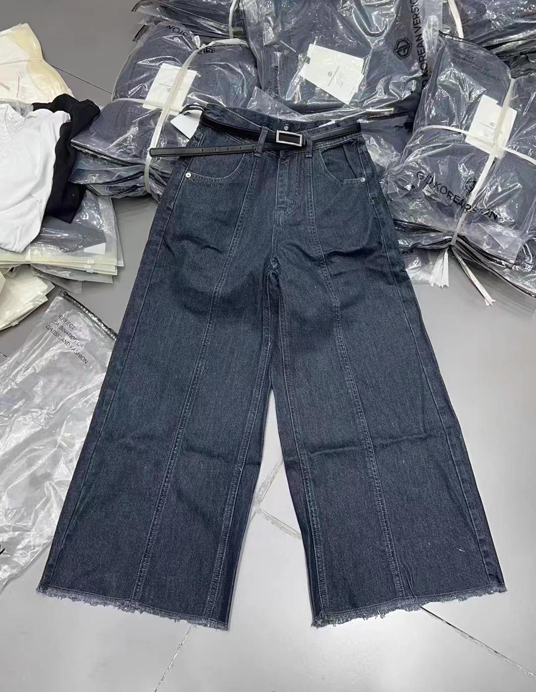 

Потертые светло-голубые капри в стиле пэчворк, прямые джинсы, женские летние свободные брюки с высокой талией, повседневные широкие брюки, элегантные M