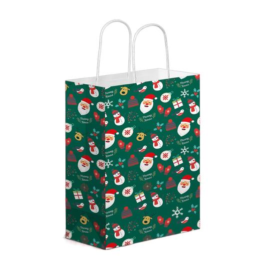 5 Stück praktische, große Kapazität, tragbar, Weihnachtsgeschenkverpackungsbeutel, Frohe Weihnachten, Weihnachtsmann, Papierdekorationen, Partygeschenke