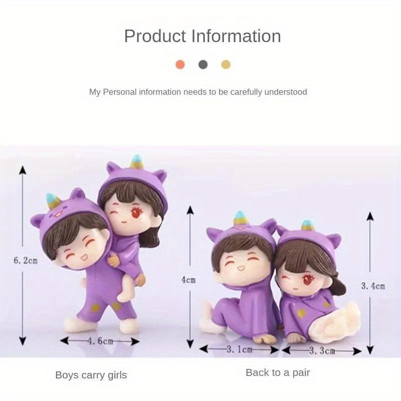 Cute Car Decoration Ornaments Creative Cartoon Purple Pajamas Couple Auto Center Console Car Interior Accessories