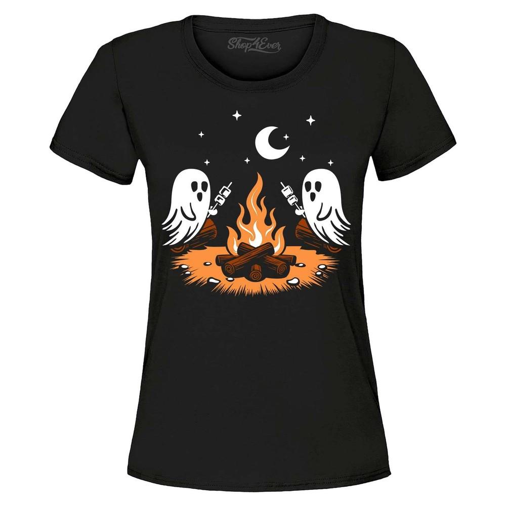 Ghosts Roasting Marshmellows S'mores Women's T-Shirt Halloween Campfire Shirt