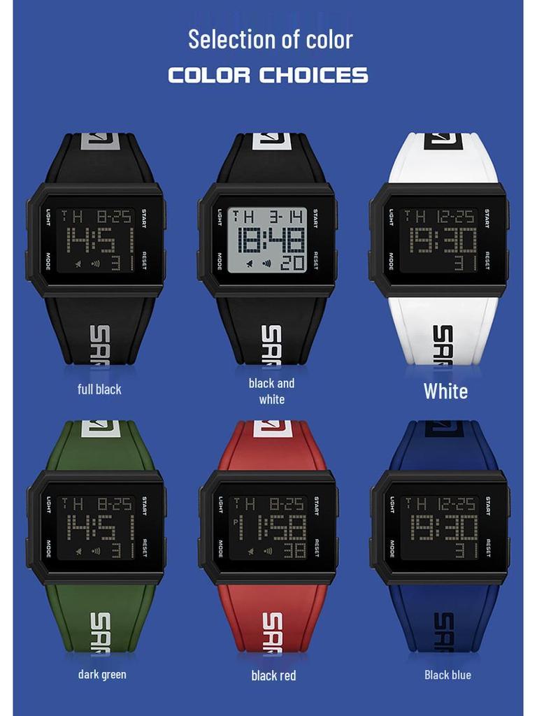 Sanda Sport Luminous Waterproof Casual Wristwatch for Students - Versatile Unisex Digital Timepiece