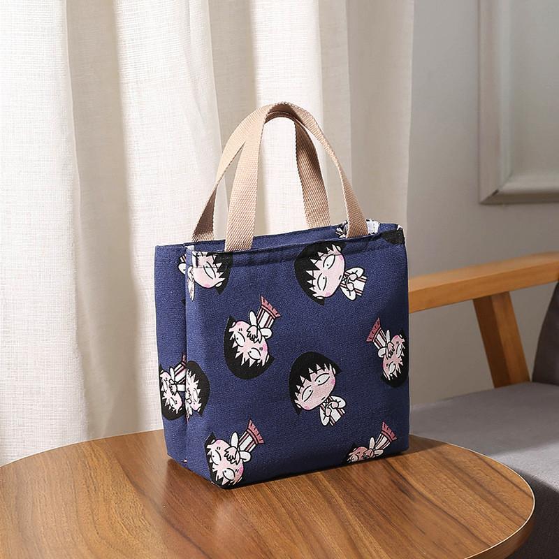 Canvas Style Insulated Lunch Bag With Handle For Students And Moms