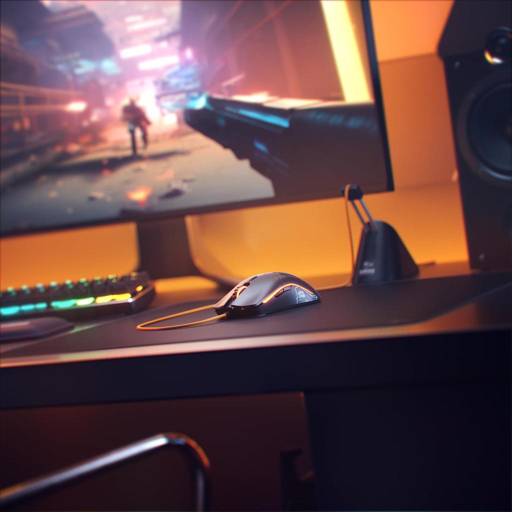 Glorious Model O Gaming Mouse, Black, RGB, 6 Programmable Buttons, Illuminated USB Mouse, Lightweight, Official Japanese Product (67g)