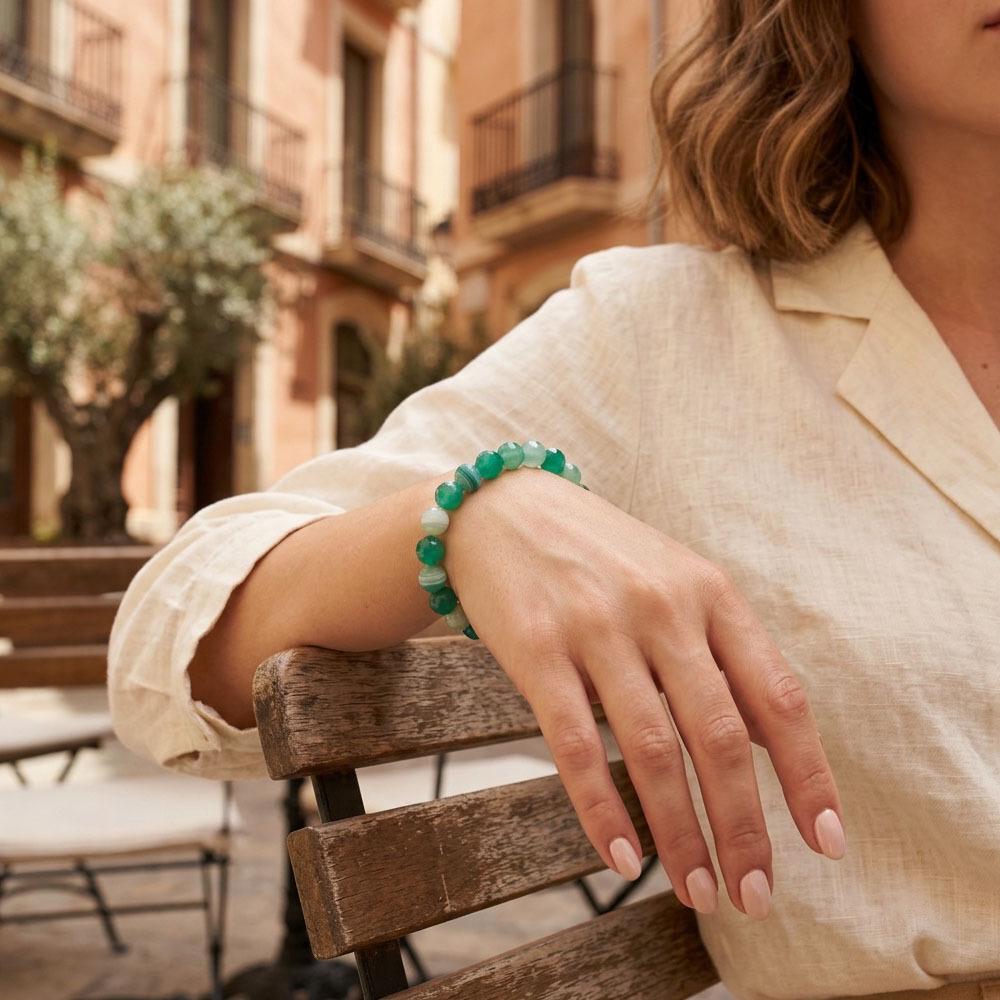 European Multi-Color Faceted Beaded Elastic Bracelet, Stackable Semi-Precious Stone Design