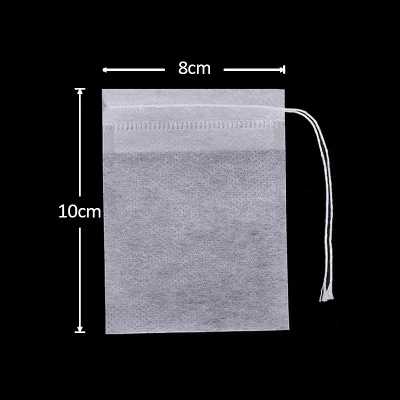 50pcs/lot Disposable Teabags Non-woven Fabric Tea Filter Bags for Coffee Spice Tea Bag with Drawstring Filters Kitchen Teaware