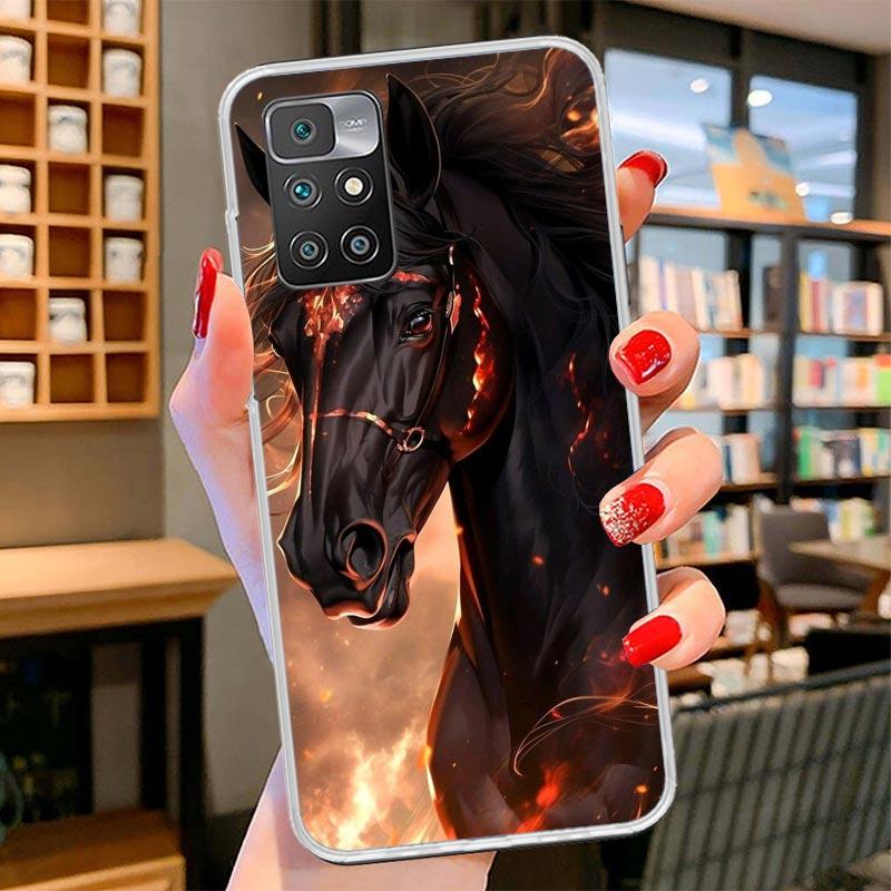 Animal Black Horse Cover Phone Case For Xiaomi Poco F7 Ultra X7 X6 X5 Pro M7 Redmi 15C 15 13C 13 12C 12 10C 10 9A 9C 9T 9 Shell