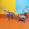 Creative Elephant Shape Statue Graffiti Pattern Good Luck Figure Synthetic Resin Display Mold Office Decor