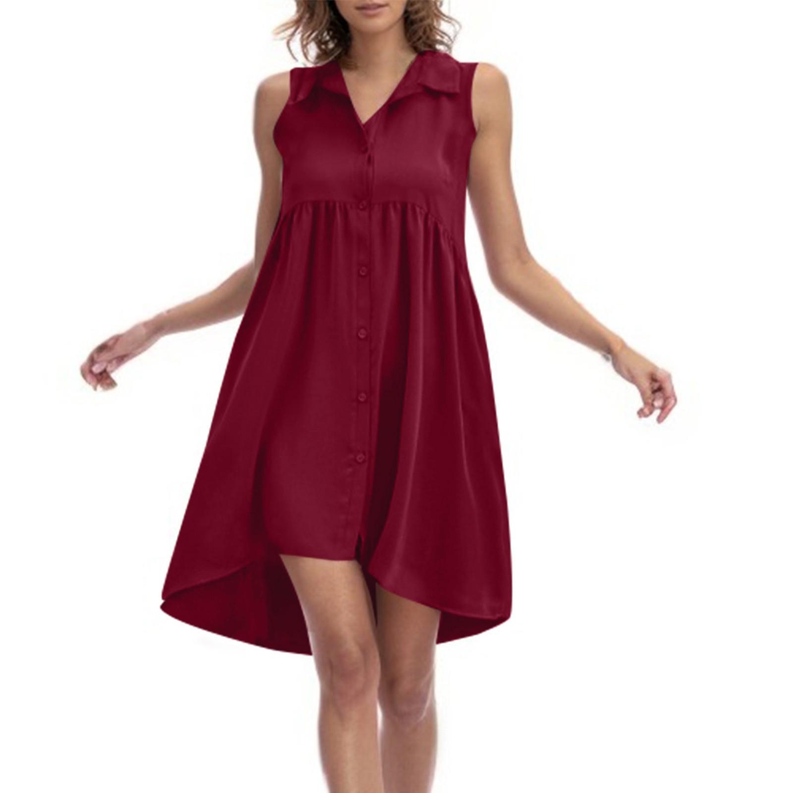 

Женские платья без рукавов спереди короткие сзади повседневные платья XL винный