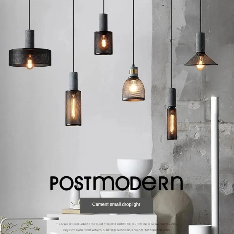 Vintage restaurant pendant light corridor cement column forged iron lampshade LED E27 coffee shop home decoration pendant light